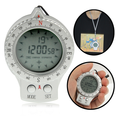 4 in 1 (Digital Compass / Clock / Thermometer / Stopwatch) Portable Compass